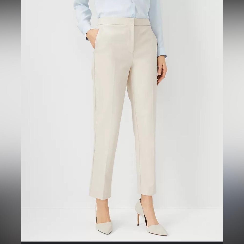 Anne Klein Cream Tailored Ankle Trousers